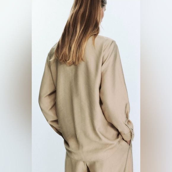 Zara GOLD BUTTON WRAP SHIRT - Picture 5 of 9